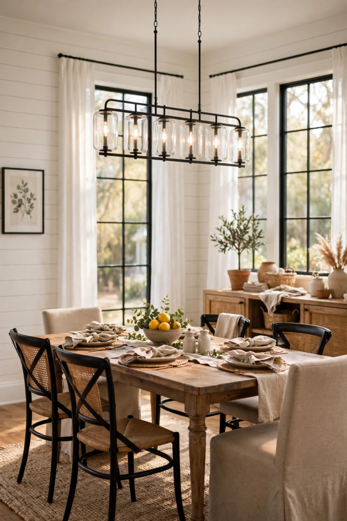 2. Linear Chandelier Over a Long Table