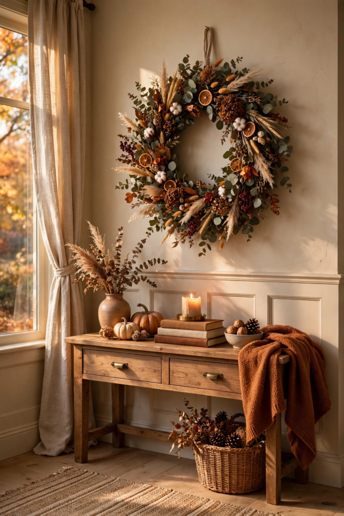 2. Hang a Seasonal Wreath Inside