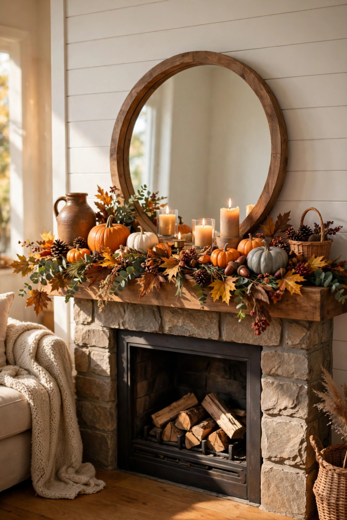 3. Lean a Round Mirror Behind the Decor