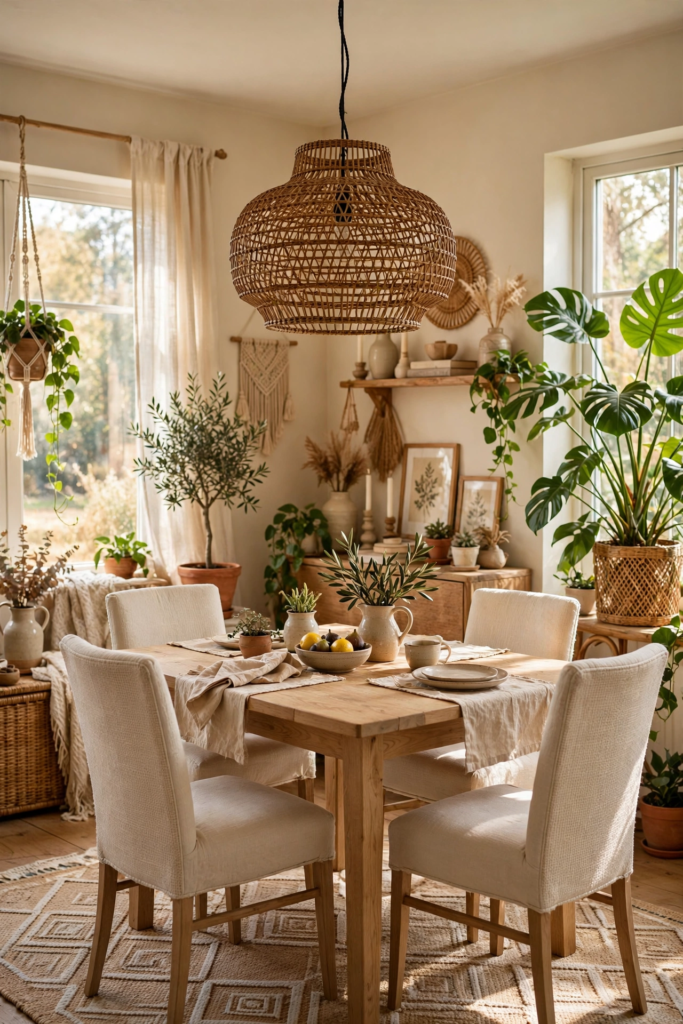 5. Rattan or Woven Pendant