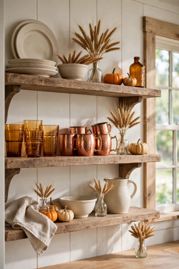 6. Style Open Shelves With Fall Pieces