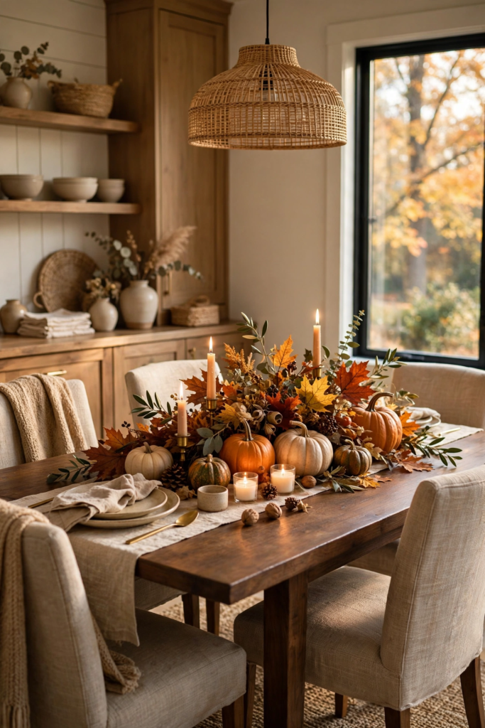 9. Set a Warm Dining Table Centerpiece