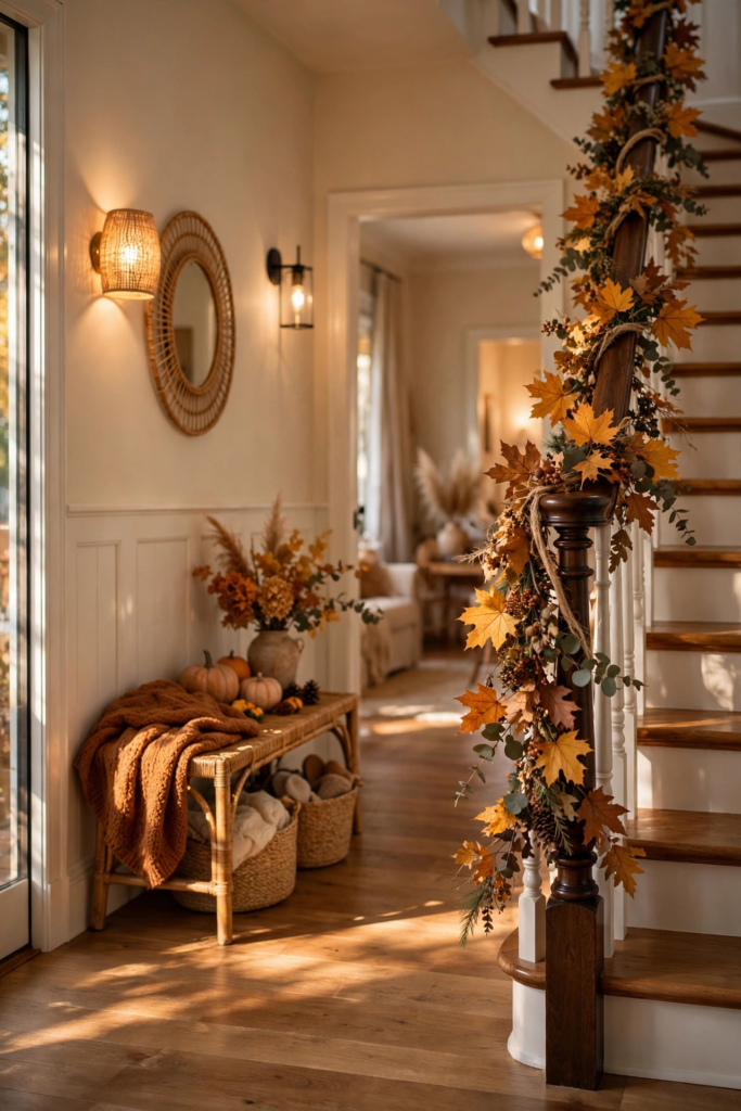 13. Hang Leaf Garlands on Stairs