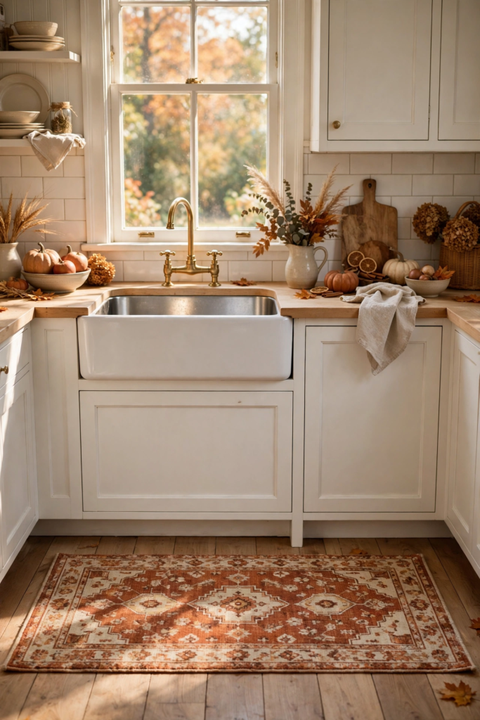 14. Add a Fall Rug by the Sink