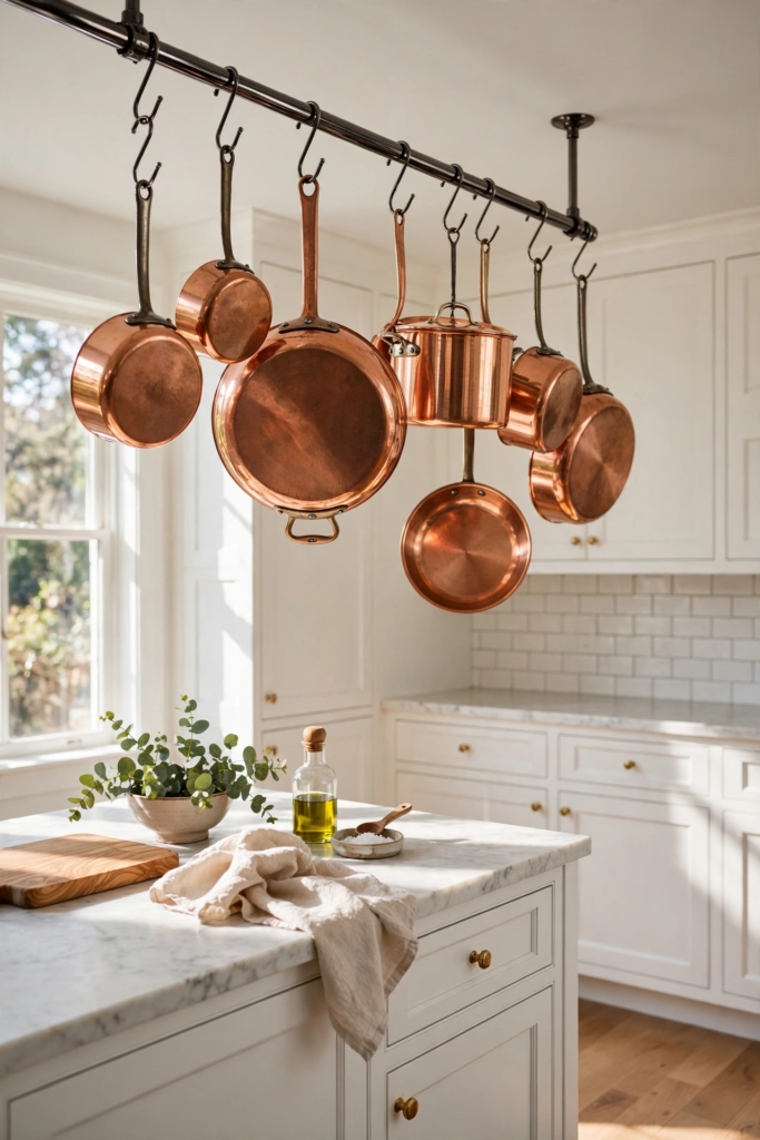 15. Use Copper Pots and Pans as Decor