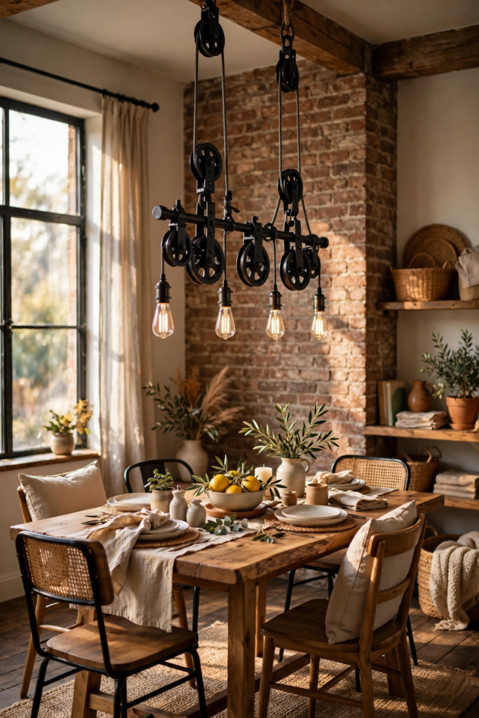 17. Industrial Pulley Chandelier