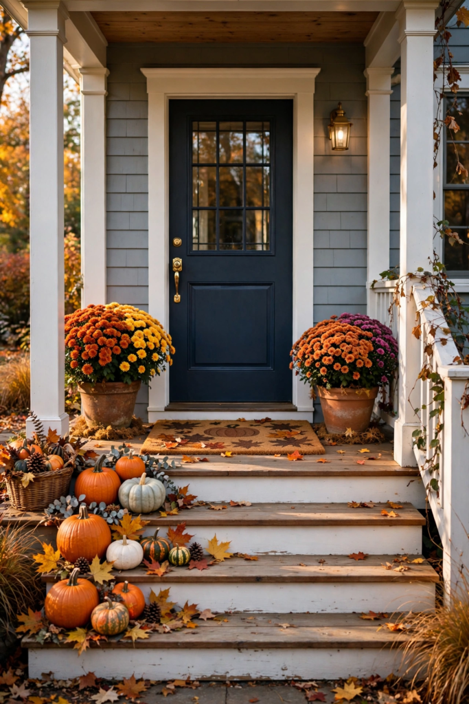 18. Add a Fall Doormat and Planters
